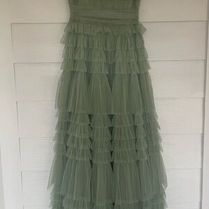 Elegant Green Tiered Prom Dress